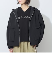 フード付きジップアップ一重ブルゾン