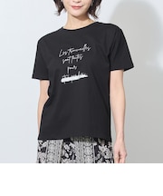ラメ入りロゴプリント半袖Tシャツ