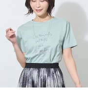 ラメ入りロゴプリント半袖Tシャツ