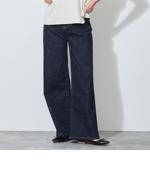 ダブルポケット風加工入りワイドデニムパンツ
