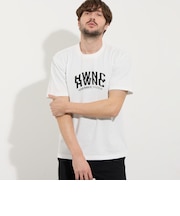 ピグメント加工ロゴプリント半袖Tシャツ