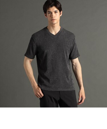 メランジジャカードニット VネックTシャツ