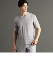 メランジジャカードニット VネックTシャツ