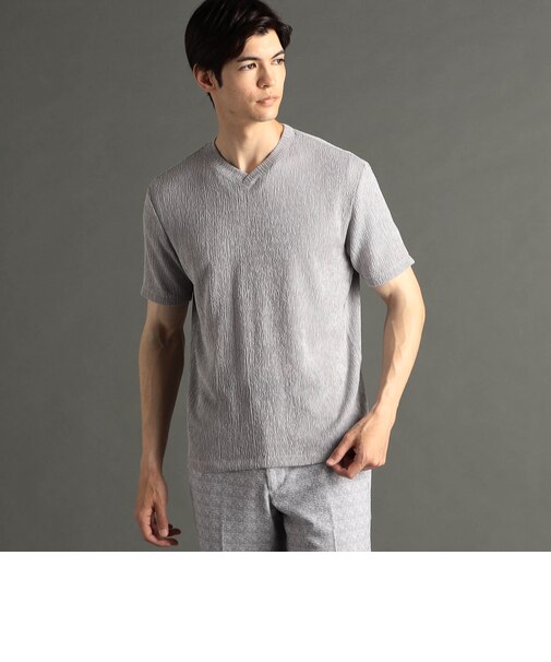 メランジジャカードニット VネックTシャツ