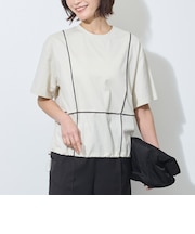 配色パイピング切替え半袖Tシャツ