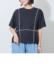 配色パイピング切替え半袖Tシャツ