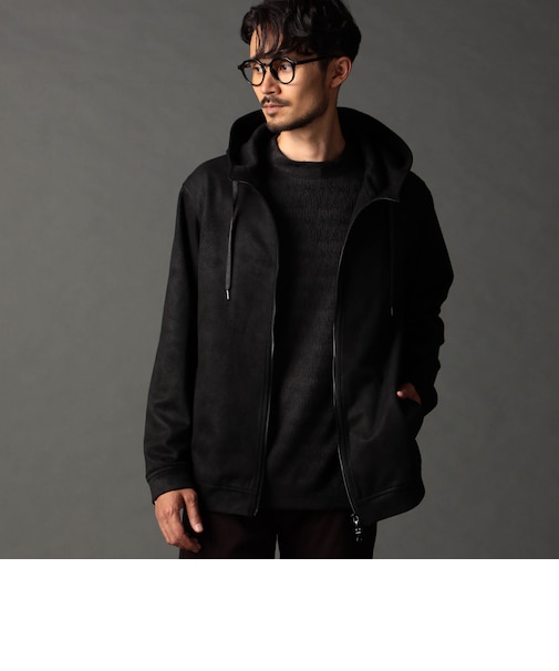 ブラッシュドクロス ジップアップパーカー