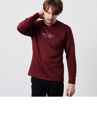 【WEB限定】ストレッチポンチジェルプリントVネック長袖Tシャツ
