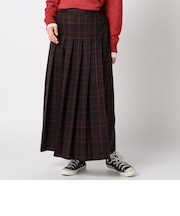 チェック柄ロングプリーツスカート