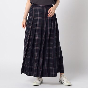 チェック柄ロングプリーツスカート