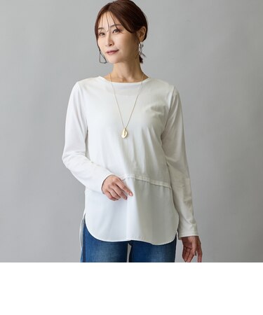 布帛ヘムドッキングロングスリーブTシャツ