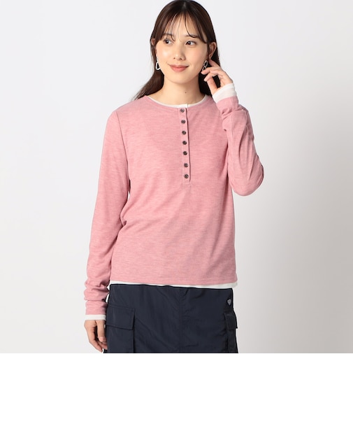 レイヤードヘンリーネックカットソー