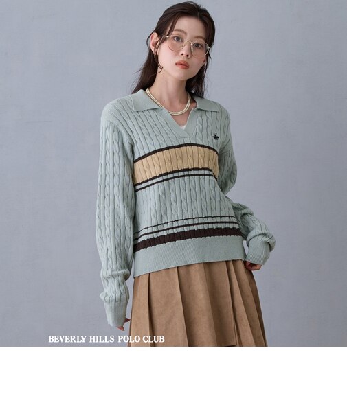 【BEVERLY HILLS POLO CLUB】スキッパーニット