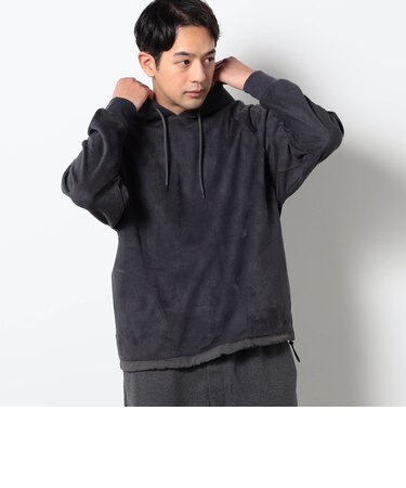 裾ドローコード付き起毛素材パーカ