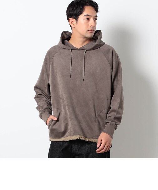 裾ドローコード付き起毛素材パーカ