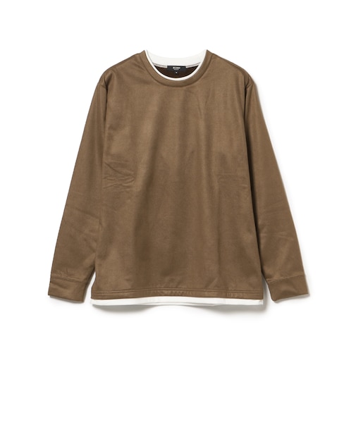 スウェード フェイクレイヤー ロングスリーブ Tシャツ