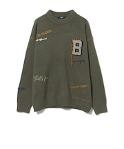 Bイニシャル レタード クルーネック ニット