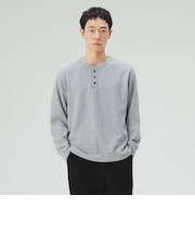 サカリバ フェイク レイヤード ヘンリーネック ロングスリーブ Tシャツ