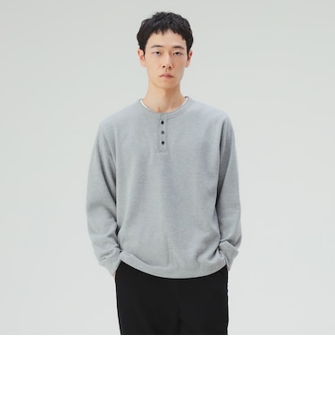 サカリバ フェイク レイヤード ヘンリーネック ロングスリーブ Tシャツ