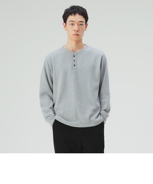 サカリバ フェイク レイヤード ヘンリーネック ロングスリーブ Tシャツ