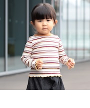 メローリブ Tシャツ 2026FW (90~130cm)プチプラ 人気 ボーダー 着回し ロンT 通園 通学