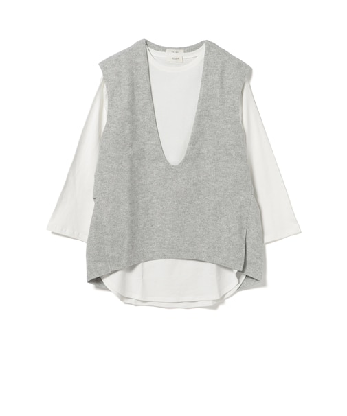 Vネック ベスト ロングTシャツ セット