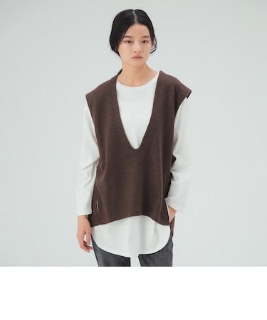 Vネック ベスト ロングTシャツ セット