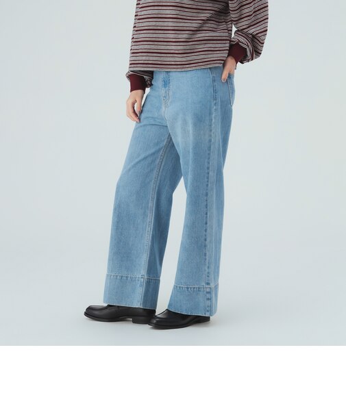 センタープレス ワイド デニム パンツ