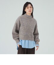 ミックスシャギー ハイネック ニット プルオーバー