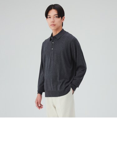 ロングスリーブ ニットポロ