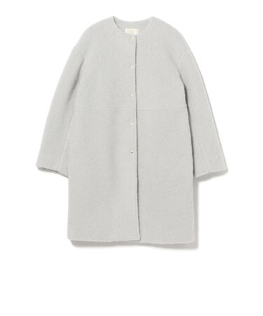 ノーカラー ウェーブ ニット コート