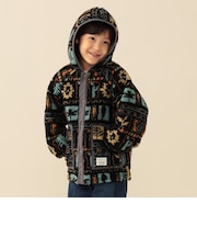 リバーシブル ボア フード コート 2026FW (90~150cm) 総柄 アウター 上着 2WAY 通園 通学 公園