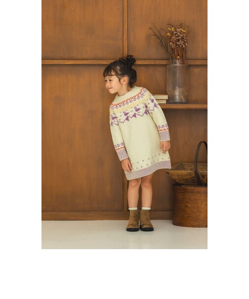 ユキノハナ柄 ニット ワンピース 2026FW（90～140cm） キッズ 子供服  おでかけ クリスマス