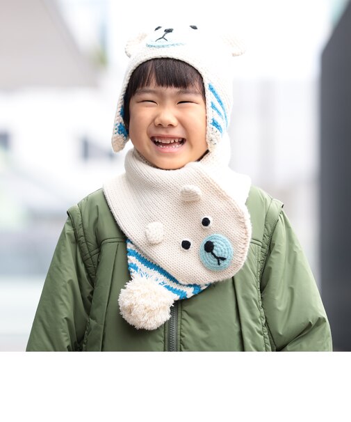 アニマル マフラー 2026FW キッズ  トラ シロクマ ネコ ウサギ 防寒 ギフト