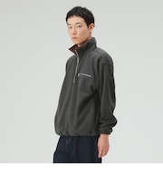 配色 スタンドカラー フリース ハーフジップ プルオーバー