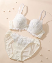 【A~Dカップ】パネル付き モールドカップノンワイヤーブラ&ショーツ