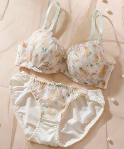 【EFカップ】レモンプリント3/4モールドカップブラ&ショーツ