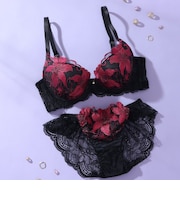 【A～Fカップ】大花レース モールドカップブラ＆ショーツ
