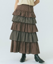 CHECK TIERED SKIRT