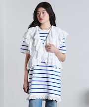 STRIPE H/S MINI CUT DRESS