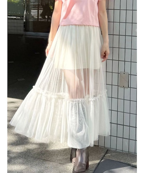チュールティアードスカート