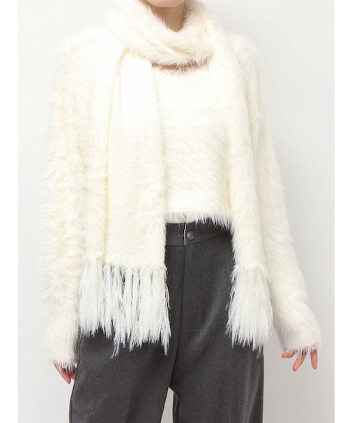 ロングシャギーマフラーセットニット