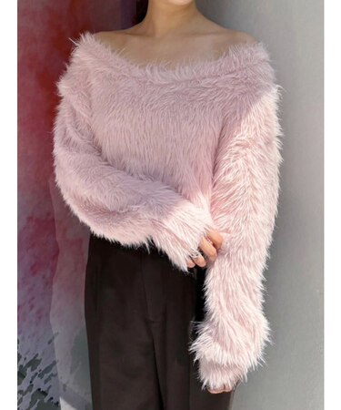 ロングシャギーマフラーセットニット