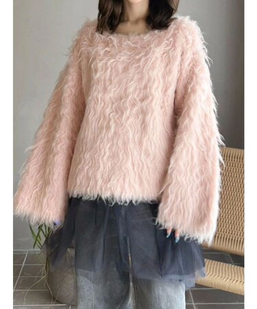 【OUNNOUN】ロングシャギー2WAYオーバーサイズニット
