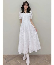 レースパイピングロングワンピース