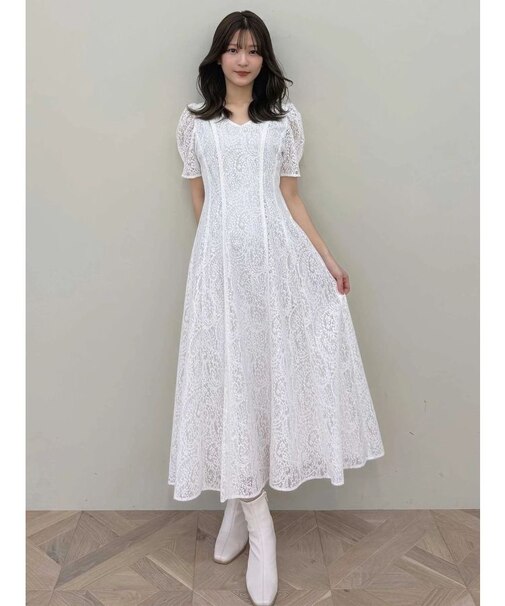 レースパイピングロングワンピース