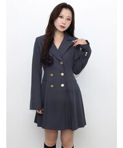 フィットアンドフレアサイドプリーツジャケットワンピ