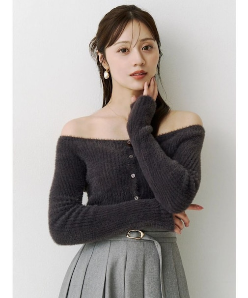2WAYミニシャギーカーデライクニット