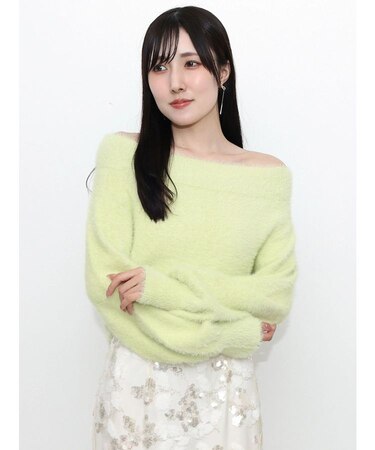 ミニシャギーオフショルニット