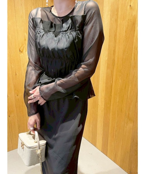 LADYシフォンペプラムドレス